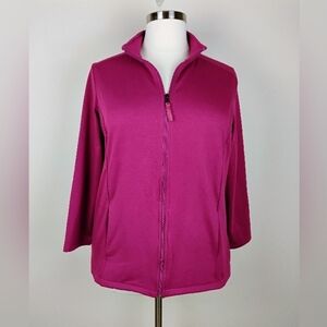 Croft & Barrow Fleece Jacket NWT Deep Pink Size 1X Front Zip‎ Interior Pockets